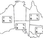 An outline map of Australia showing the state boundaries, both western and eastern ends are cropped.