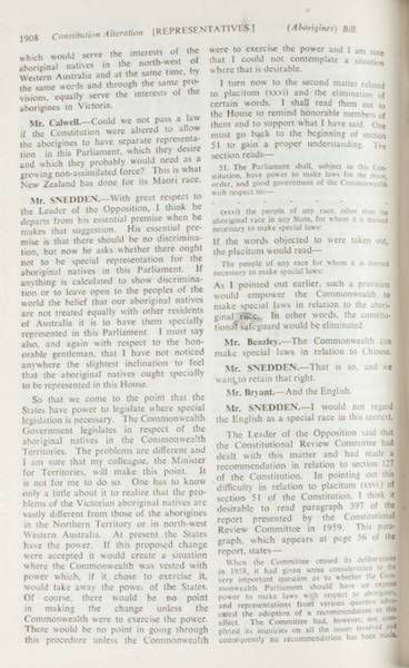 Page 7 of 17  Parliamentary debate, Constitution Alteration (Aborigines) Bill 1964. Arthur Calwell, Second reading speech, House of Representatives, 14 May 1964.