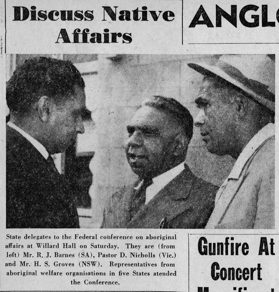 Twenty-six people attended this meeting, which formed the Federal Council for Aboriginal Advancement, including the three Aboriginal delegates and Bill Onus, an Aboriginal observer, representing the Australian Aborigines' League.