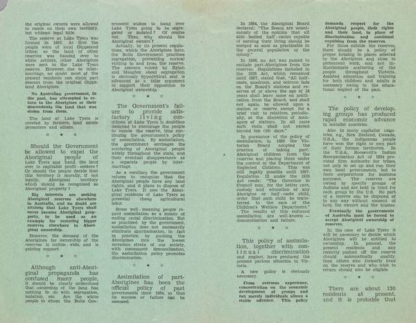 Page 2 of 3  The Communist Party of Australia played a supportive role in the 'Save Lake Tyers' campaign.