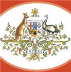 A detail of the Commonwealth crest, showing the kangaroo on the left and the emu on the right.
