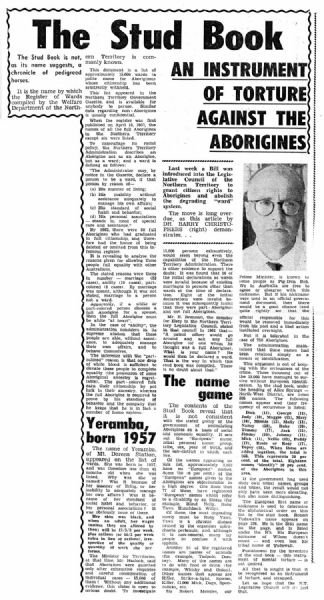 Dr Barry Christophers went through the Register of Wards noting the frequent use of insulting and disparaging names used in this official register of Northern Territory Aborigines.