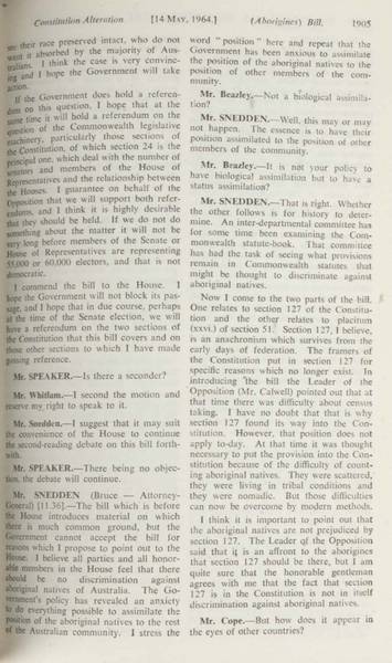 Page 4 of 17  Parliamentary debate, Constitution Alteration (Aborigines) Bill 1964. Arthur Calwell, Second reading speech, House of Representatives, 14 May 1964.