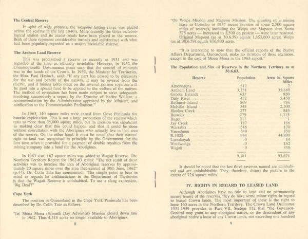 Page 5 of 8  Frank Engel, General Secretary of the Australian Council of Churches, set out the main arguments for land rights in this pamphlet.