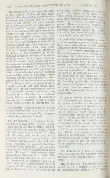 Page 5 of 17  Parliamentary debate, Constitution Alteration (Aborigines) Bill 1964. Arthur Calwell, Second reading speech, House of Representatives, 14 May 1964.