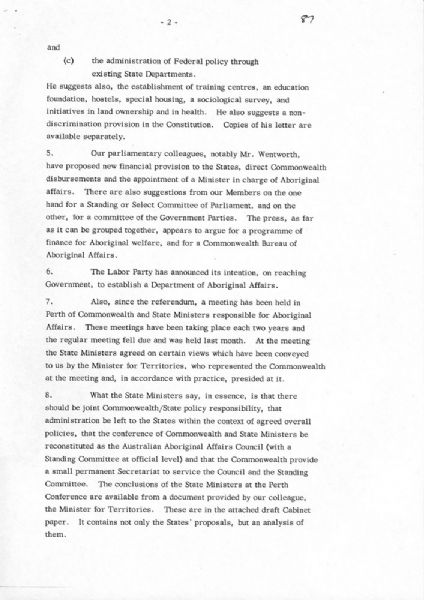 Page 2 of 2  Confidential for Cabinet, Submission No. 88 Aborigines