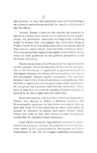 Page 4 of 4  Northern Territory Aboriginal Land Rights, statement by the Minister for the Interior, PJ Nixon, 8 August 1968