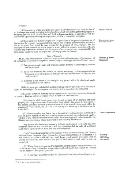 Page 13 of 21  Queensland, The Aboriginals Preservation and Protection Acts, 1939 to 1946, and Regulations with an Index (compiled to 31 August 1955).   An Act to consolidate and amend the law relating to the preservation and protection of Aboriginals, and for other purposes. Assented to 12 October 1939.