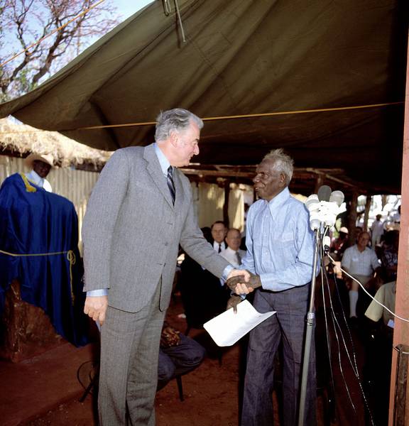 On 16 August 1975 land at Wattie Creek was formally handed to Vincent Lingiari, Gurindji spokesman.