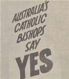 Detail of a poster with the words: Australia's Catholic bishops say ...