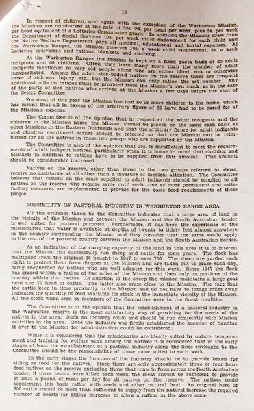 Page 13 of 16  The Report of the Select Committee appointed to enquire into Native Welfare Conditions in the Laverton-Warburton Range Area was presented by William Grayden on 12 December 1956. It was commonly referred to as the 'Grayden Report'.