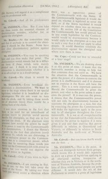 Page 6 of 17  Parliamentary debate, Constitution Alteration (Aborigines) Bill 1964. Arthur Calwell, Second reading speech, House of Representatives, 14 May 1964.