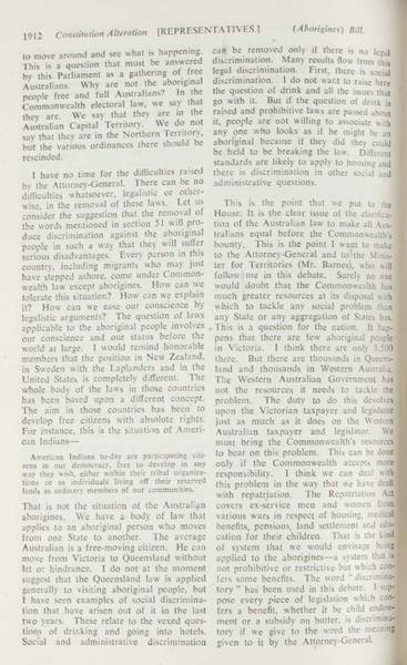Page 11 of 17  Parliamentary debate, Constitution Alteration (Aborigines) Bill 1964. Arthur Calwell, Second reading speech, House of Representatives, 14 May 1964.
