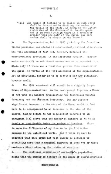 Page 2 of 18 (note pages 19-21 are related documents)  Confidential for Cabinet, Submission no. 660 Constitutional amendments: sections 24 to 27, 51 (xxvi), 127  Attorney-General Bill Snedden puts the case for the amendment of section 51 (xxvi) and the repeal of section 127 and for these changes to be put at referendum with proposed changes to the number of parliamentarians.