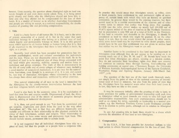 Page 7 of 8  Frank Engel, General Secretary of the Australian Council of Churches, set out the main arguments for land rights in this pamphlet.