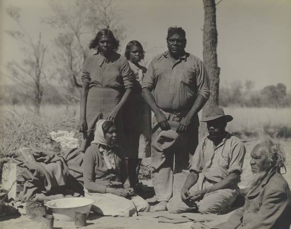 Portrait of Albert Namatjira, his wife Rubina and children Maisse, Hazel, Ewald and Jonathan Allen's father.