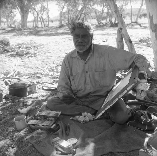 This portrait of Albert Namatjira while painting was taken by Frank Johnston.
